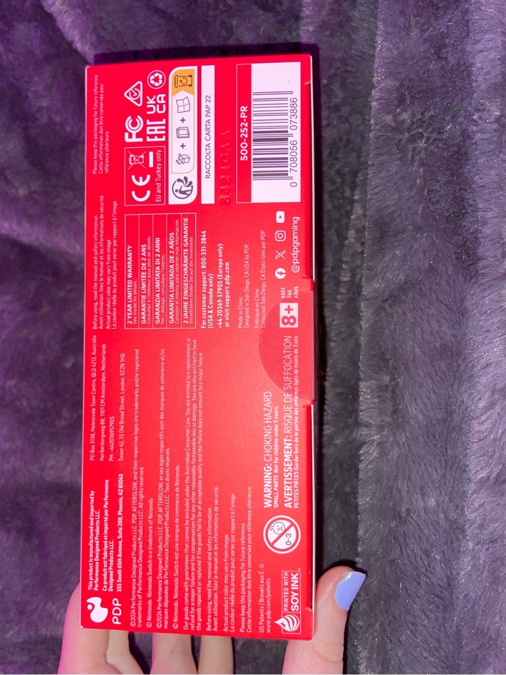 Nintendo Switch Purple Afterglow Wave Wireless Controller with Box and Charger - Picture 2 of 5